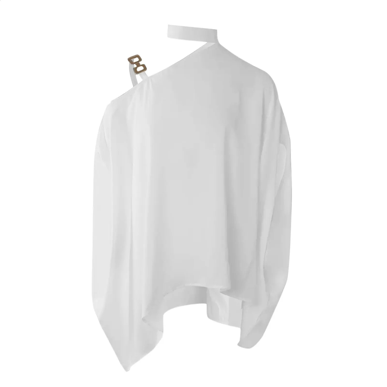 Womens sexy one shoulder shirt fashionable and elegant top loose oversized shirt and blouse womens autumn clothing Blusas Para Mujer 240828
