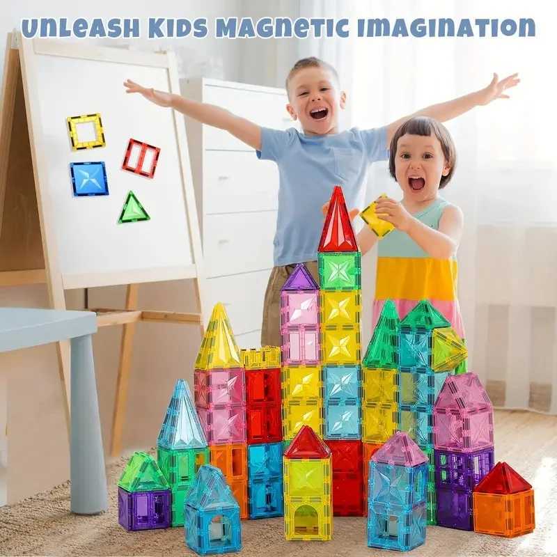 Magnetic building block set building game childrens Montessori sensor magnet toy magnetic tile toy childrens gift W240827