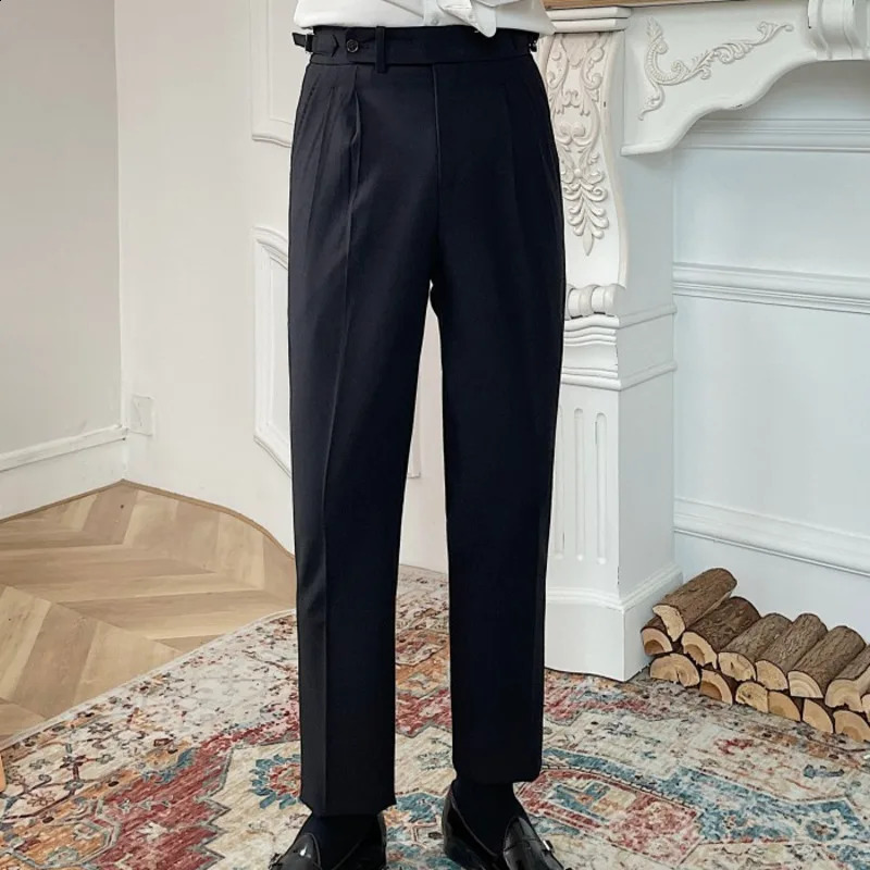 autumn ultra-thin mens tripod high-quality leisure high waist straight leg tripod mens business tripod Naples Pantalones Hombre 240828
