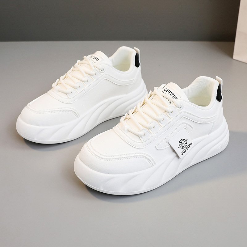 Ddmysports XFC New Leather Colored Women S Casual Board Thick Sole Eightening Student Trend Round Ead Korean Edition Little White Shoes OUTDOOR