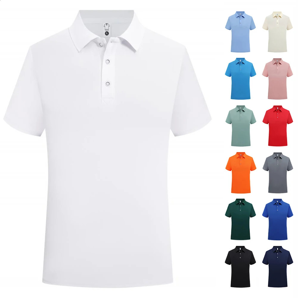 Mens breathable formal collar Tshirt bulk wholesale pure white uniform mens polo shirt casual Camisa Para Hombre 240828