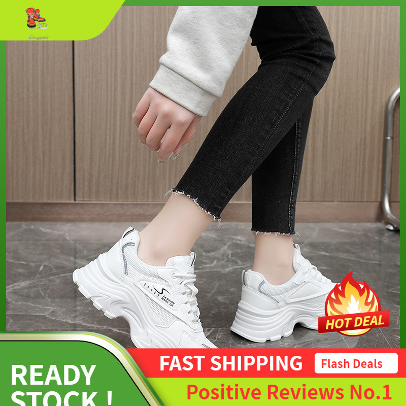 Ddmysports QRJ New Spring And Summer Color Blocked Dad Breathable Mesh Thick Sole Height Increasing Shoes For Students OUTDOOR