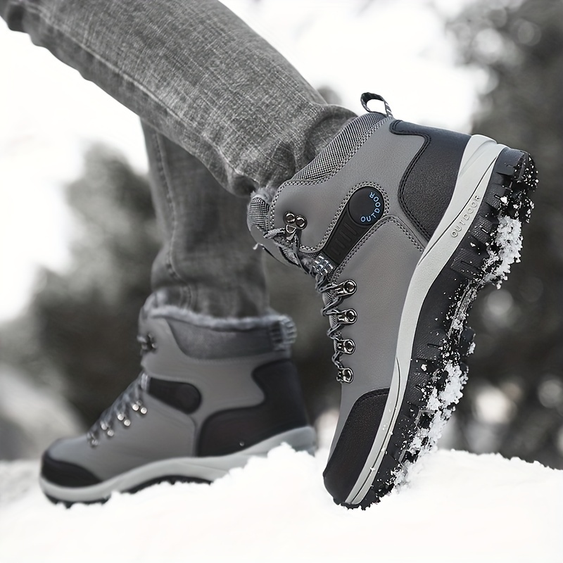 Men's Winter Snow Boots PU Leather Sneakers, Snow Boot, Hiking Boos, etc. - Non-slip, High Top! Warm and Waterproof