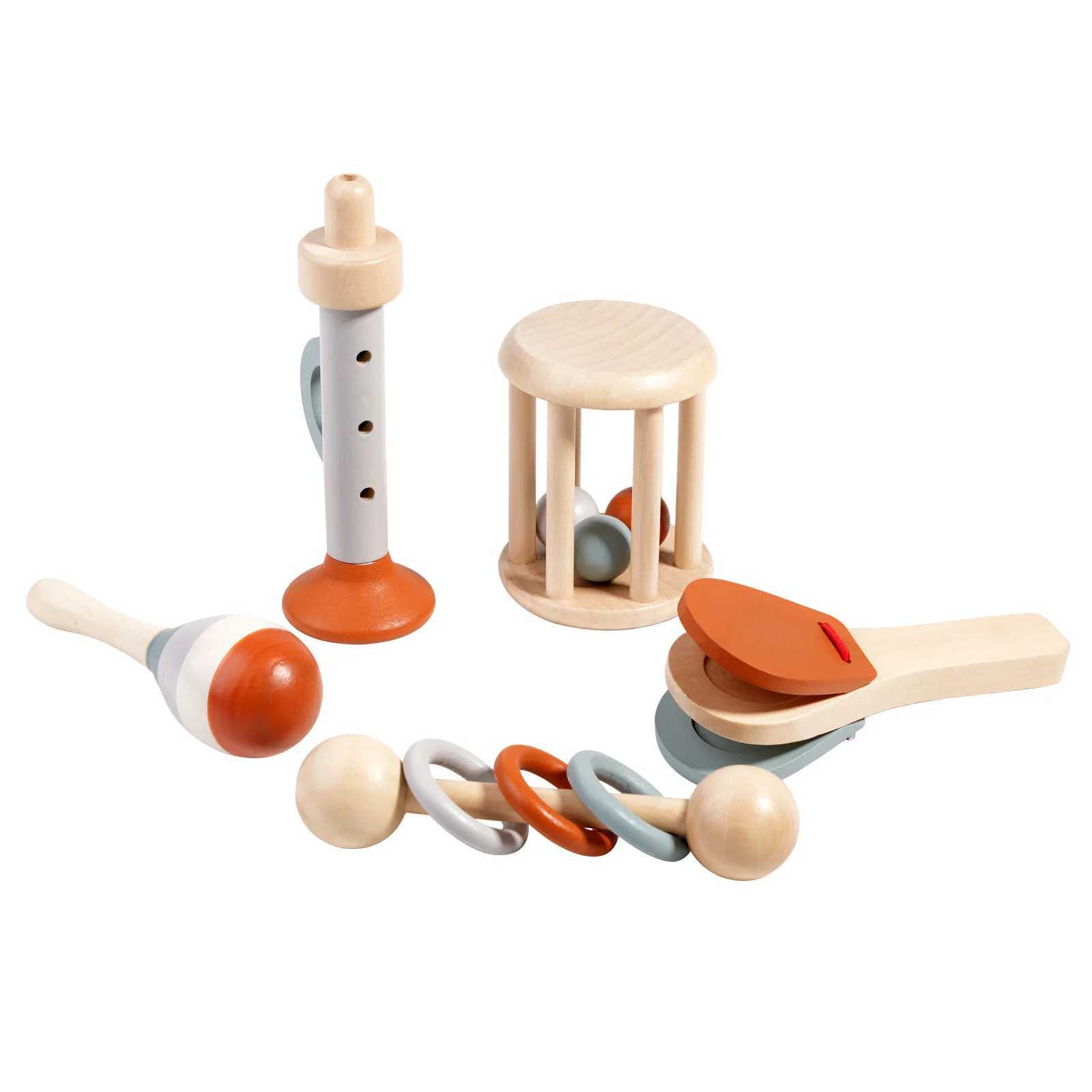 Wooden baby mouse toy baby holding bell early education music toy baby pacifier baby grabbing wooden toy W240827