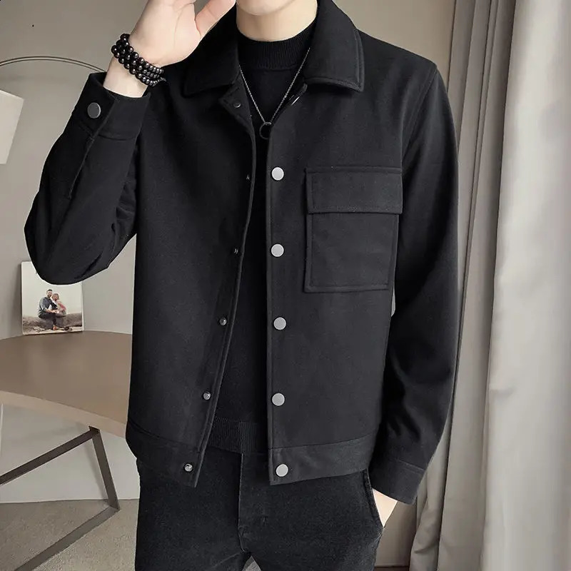 Wool coat mens autumn and winter fashion wool jacket top 240827