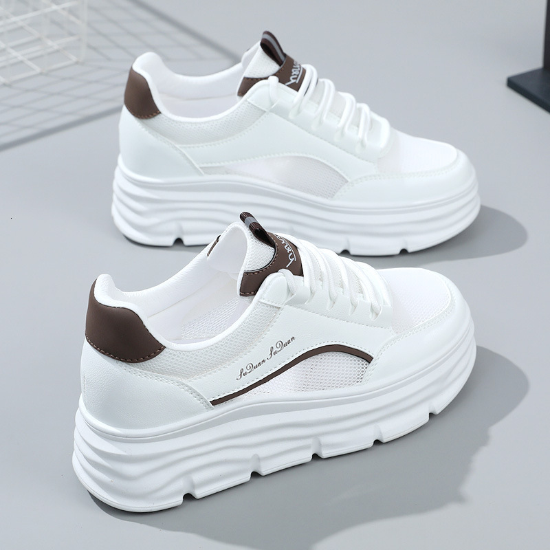 Ddmysports New Internally Raised And Dissolved Small White Shoes With A Mesh Surface Of Cm Women Summer Breathable Mesh Surface Thick Sole For Leisure