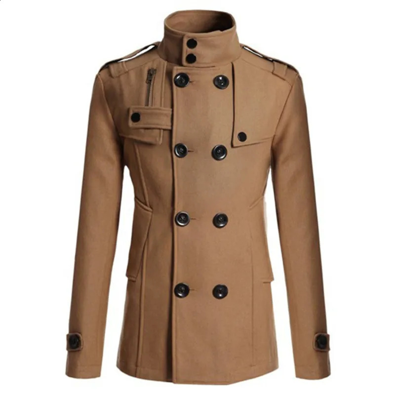 mens wool coat long windproof casual clothing 240827