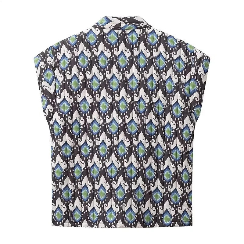 KEYANKETIAN launches ethnic style printed quilted vest top for womens retro double pocket thin loose sleeveless vest 240828