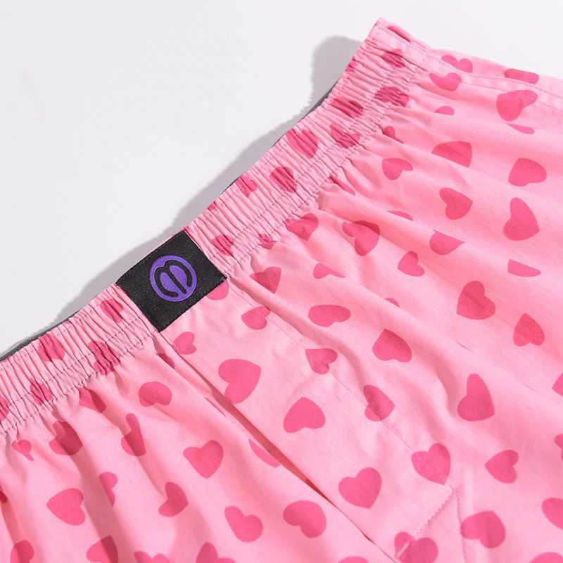 Pure Cotton Pink Heart Boxer Shorts Panties For Men And Women Pattern Comfortable Breathable Shorts For Home Leisure Y240828