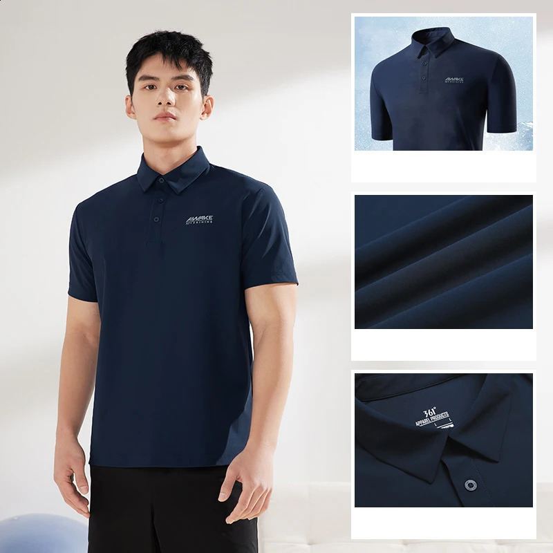 361 degree mens short sleeved Tshirt lapel sports casual top breathable and comfortable polo shirt 652324136 240827