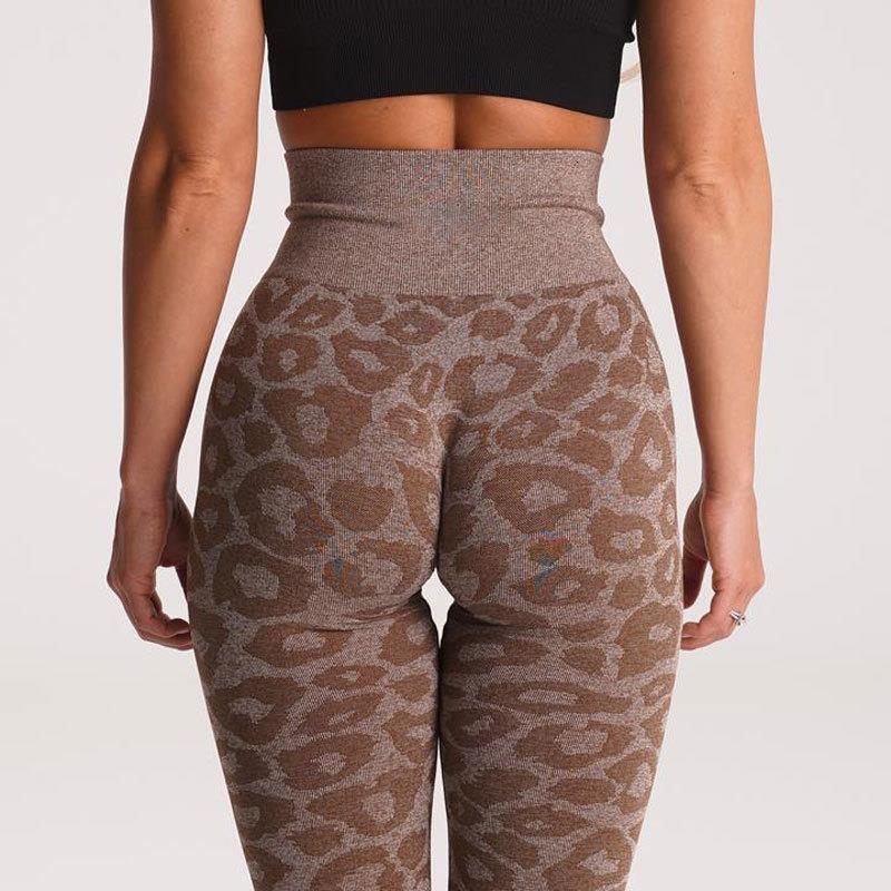 Snowflake leopard cropped with hip lifting animal print outdoor sports seamless yoga pants