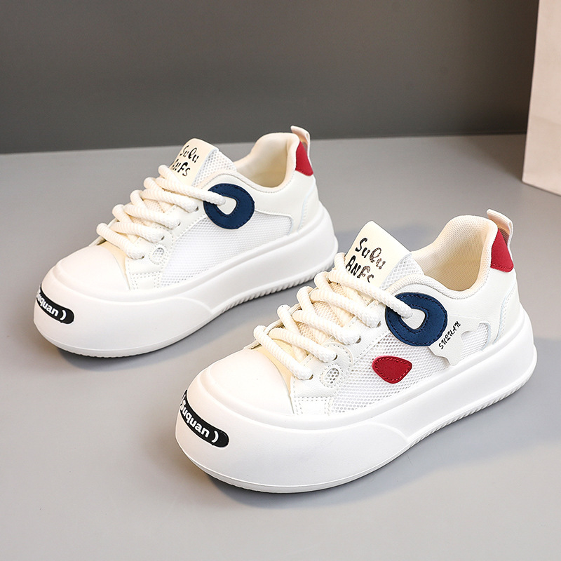 Ddmysports K New Wear Resistant Colored Leather Women S Spring Summer Leisure Breathable Board Shoes Thick Sole Increase Fashion An OUTDOOR