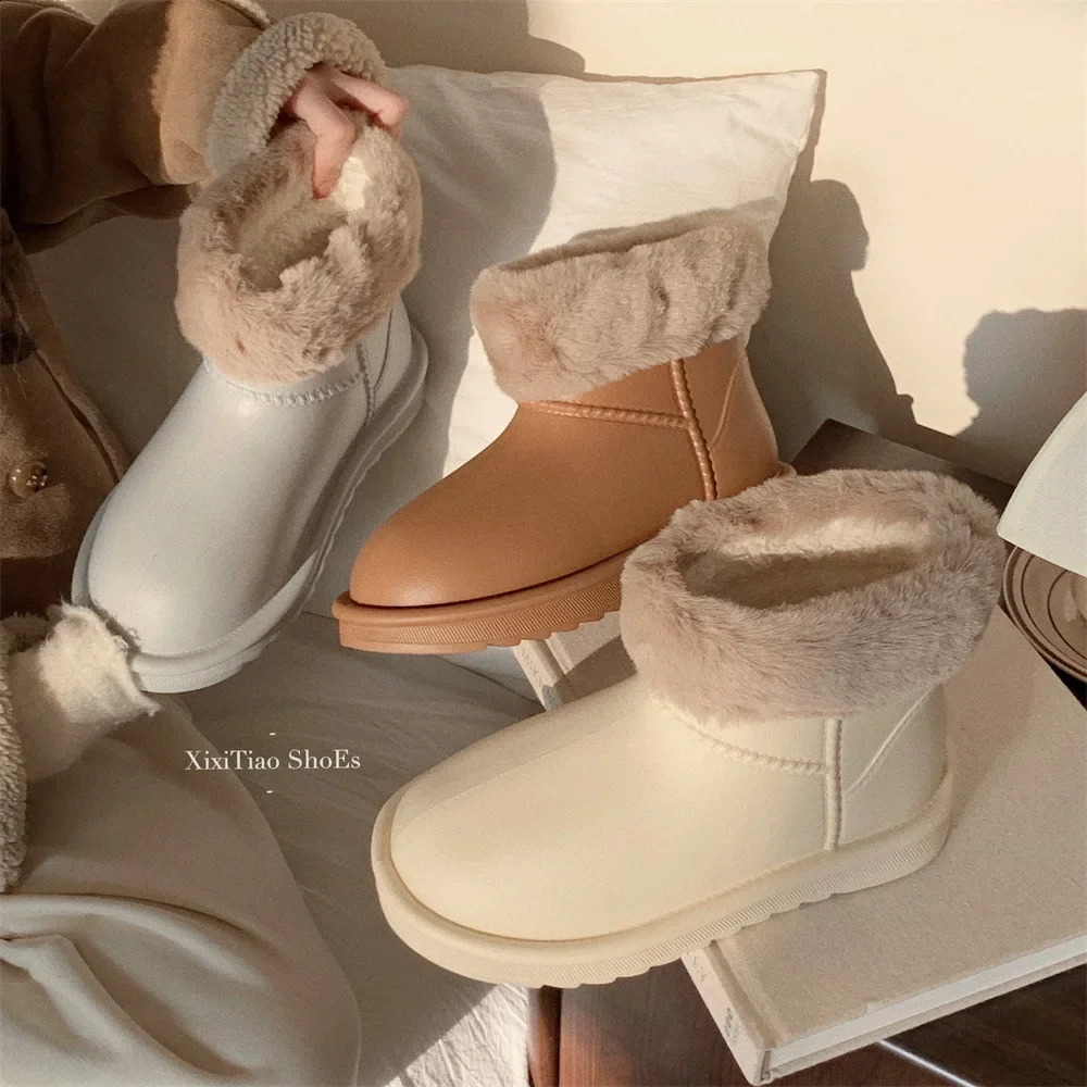Autumn and winter fashion padded warm snow girls simple solid color system EVA waterproof outdoor cotton boots ladies 240828