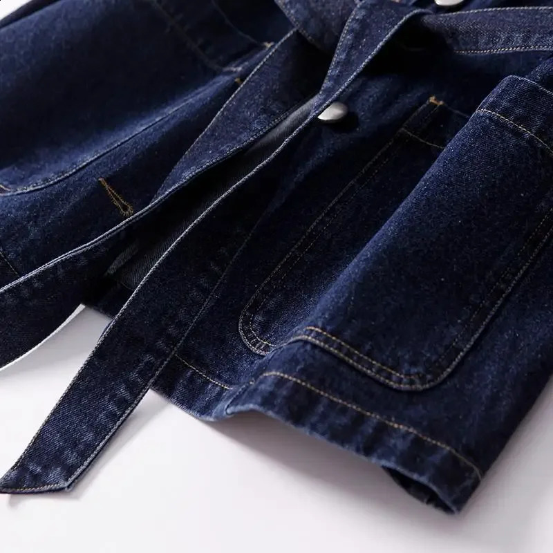 Plus Size Womens Denim Tank Top Fashion Autumn Blue Jeans Jacket Sleeveless Spring Loose Short Coat Waist Coat Q259 240828