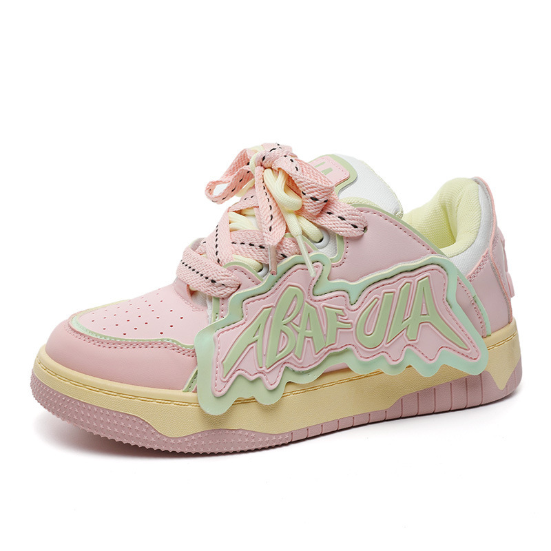 Ddmysports ZY New Colored Women S Spring And Autumn Korean Edition Breathable Letter Board Elevated Thick Sole Casual Versatile Shoes OUTDOOR