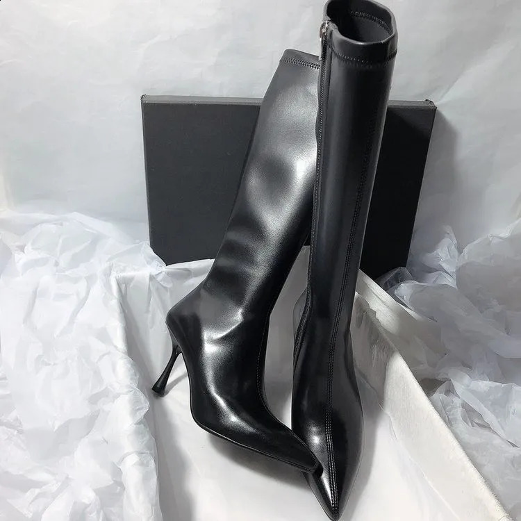 2024 Thin High Heel Womens Boots Pointed Toe Womens High Boots Thin Boots Long Boots Zipper Unprinted D216 240827