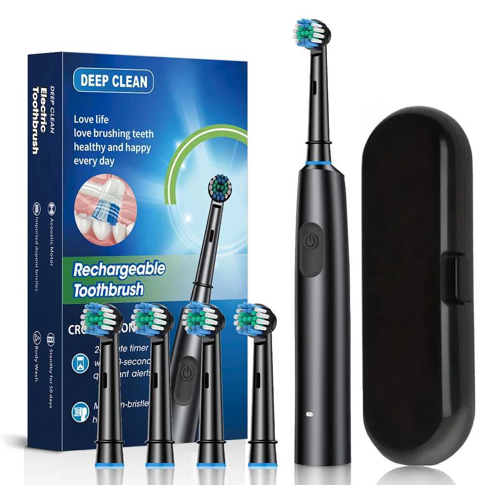 Rotary Electric Toothbrush for Adults Rechargeable Electric Toothbrush Teeth Whitening Rotating Electric Toothbrush with 8 Heads Y240827