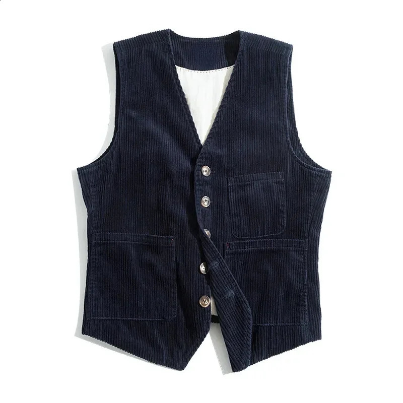 Work clothes American retro mens vest Corduroy Camisole jacket 240827