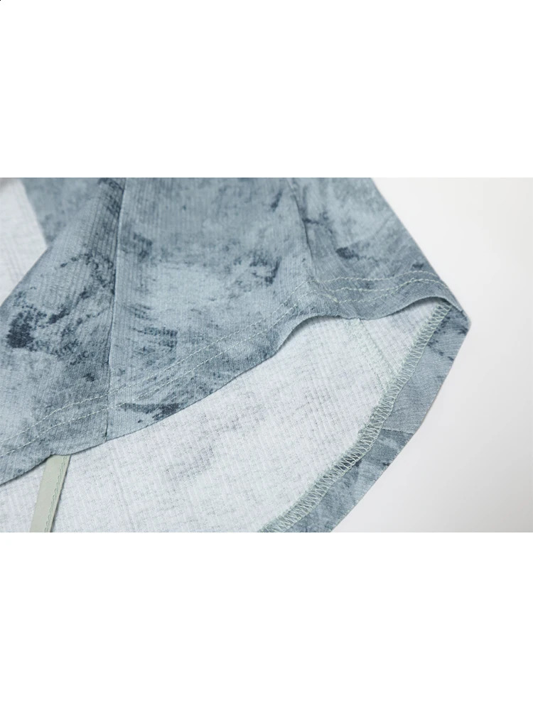 Womens Blue Lace Long Sleeve Polo Shirt Elegant 2000s Y2K Korean 90s Retro Harajuku Ultra Thin Shirt 240827