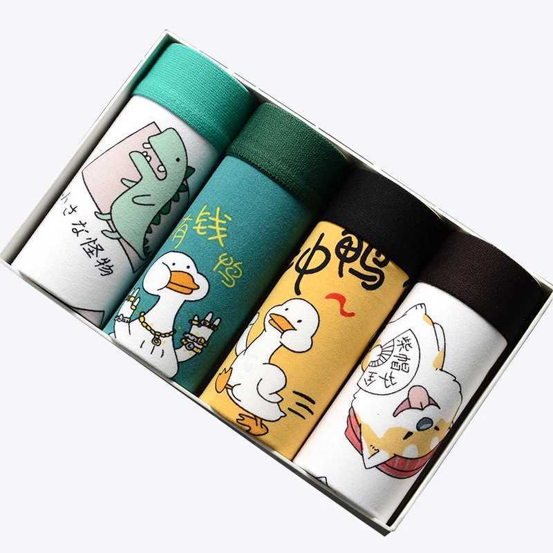 Underpants 4Pcs/Lot Mens Underwear Boxers Fashion printed Panties Mens Underpants Boxer Comfortable Brand Boxershort Shorts Y240828S4SF