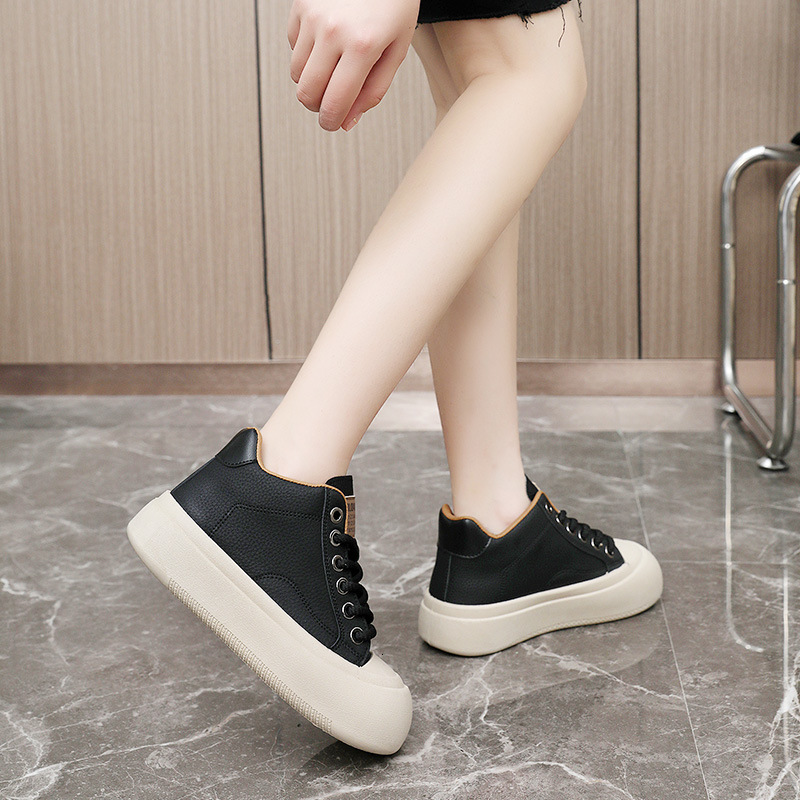 Ddmysports ZY New Simple Casual Women S Spring And Autumn Korean Edition Breathable Board Shoes With Elevated Thick Sole Versatile Solid Color OUTDOOR