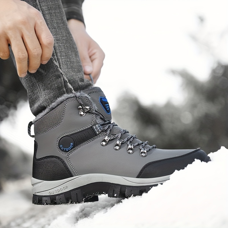 Men's Winter Snow Boots PU Leather Sneakers, Snow Boot, Hiking Boos, etc. - Non-slip, High Top! Warm and Waterproof