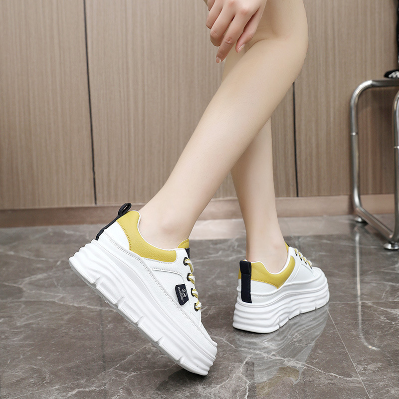 Ddmysports W New Breathable Autumn Color Blocking Thick Sole Inner Elevated Leather Casual Fashion Women S Board Shoes OUTDOOR