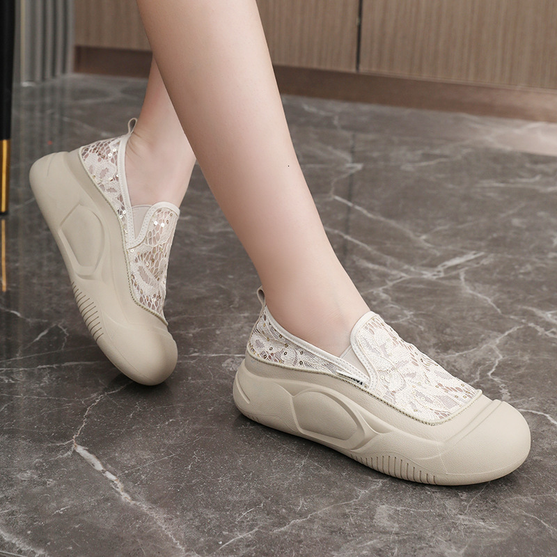 Ddmysports ZYXFL New Small White Women S Ollow Breathable Board Summer Thick Sole Elevated Mesh Shoes OUTDOOR