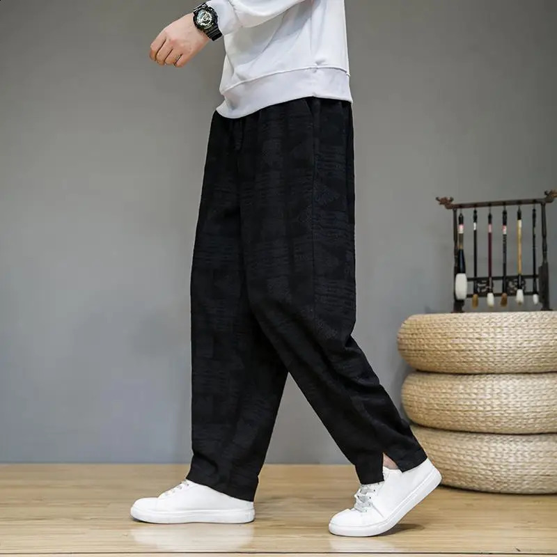 Retro harem mens Trouser Y2k casual pants hiphop trend wholesale fashion Korean style wide summer bag XL 240827