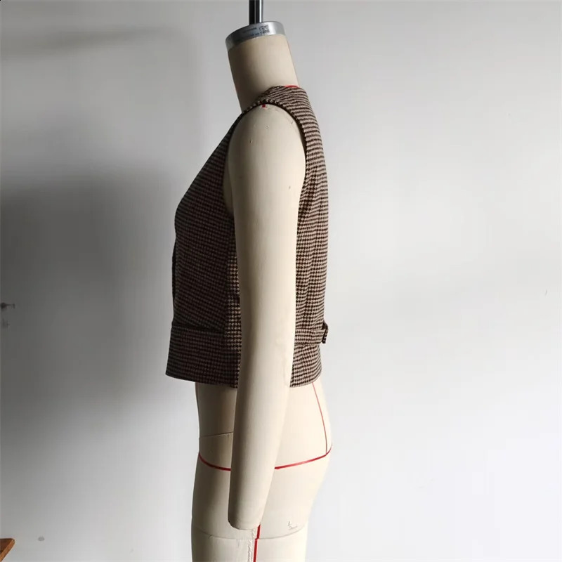 KEYANKETIAN womens hunting dog wool vest autumn retro style single chest V-neck ultra-thin short vest 240828