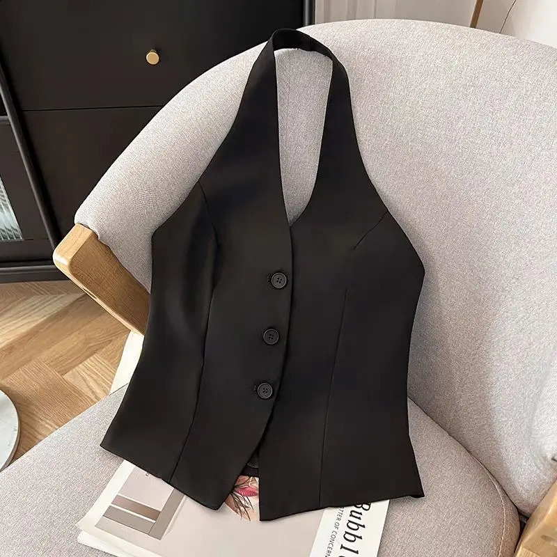 Strapless backless vest womens vest clothing trend top n sleeveless vest black fashion vest 240828