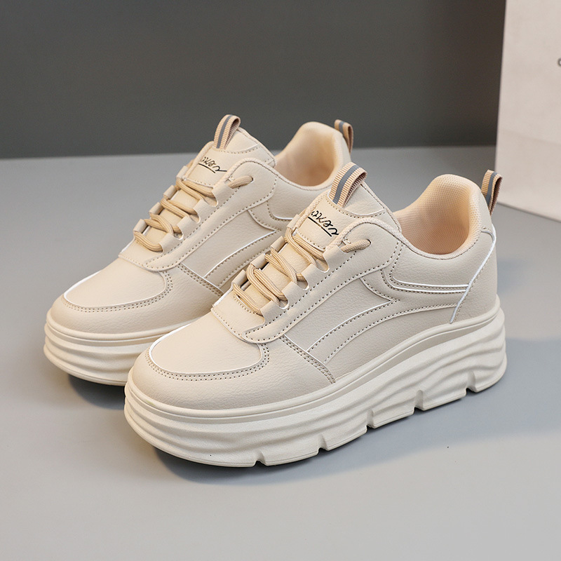 Ddmysports W New Leather Summer Little White Thick Sole With Igh Inner Eight Fashion Casual Versatile Women S Shoes OUTDOOR