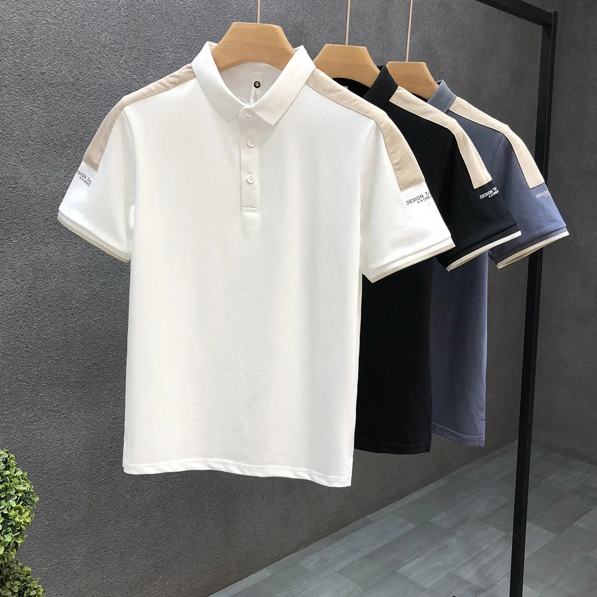 Summer Mens Fashion Japanese Style Color Blocked Short Sleeve Polo Shirt Casual Embroidered Collar Tshirt 240828