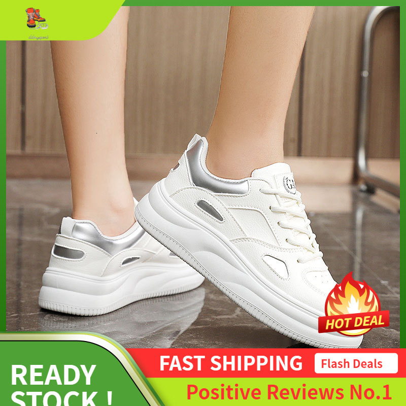 Ddmysports S New White Spring And Summer Breathable Women S Board Shoes Casual Thick Bottom Increased Wear Resistant Sports Trend OUTDOOR