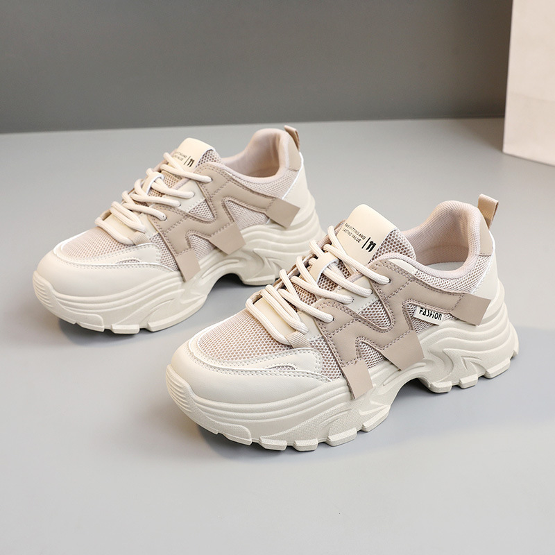 Ddmysports QRJ New Spring Summer Breathable Mesh Dad Increase Eight Thick Sole Sports Comfortable Student Women S Shoes OUTDOOR