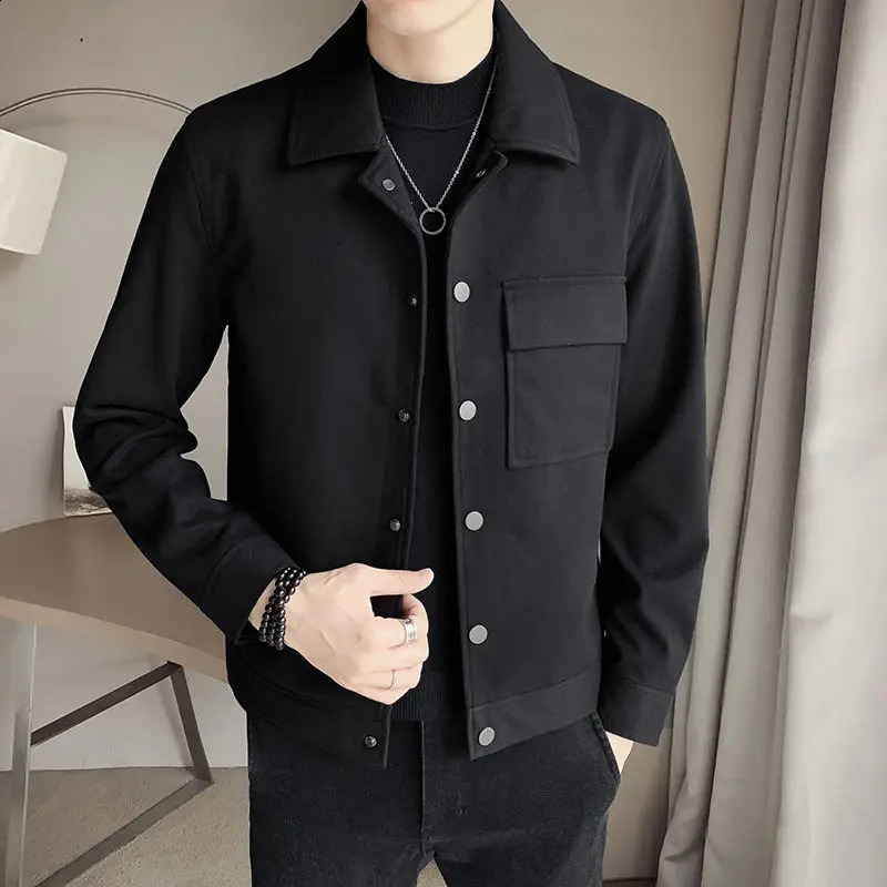 Wool coat mens autumn and winter fashion wool jacket top 240827