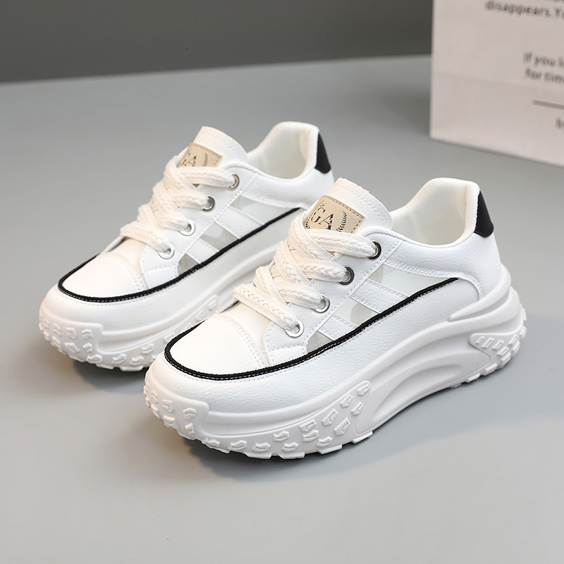 Ddmysports Q New Ollow Dad Thick Sole Breathable And Igh Eight Sports Board Women S Student Little White Shoes OUTDOOR