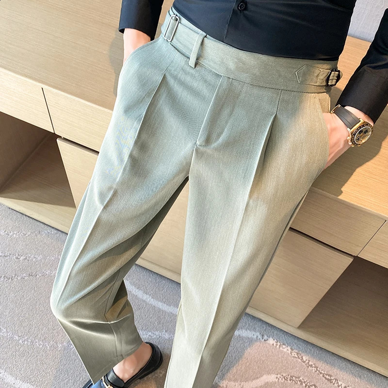 British style mens slim fit Korean Naples pants high-quality casual business suit pants official social wedding pants 240828
