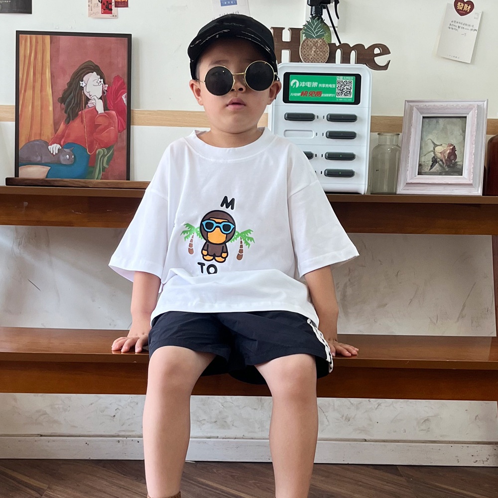 Tshirts Kids Tshirts Boys Printed Tshirts Toddler Girls Tops Designer Short Sleeve Cotton Tees Camo Children Shark Clothes Letter Monkey Hip Hop Youth