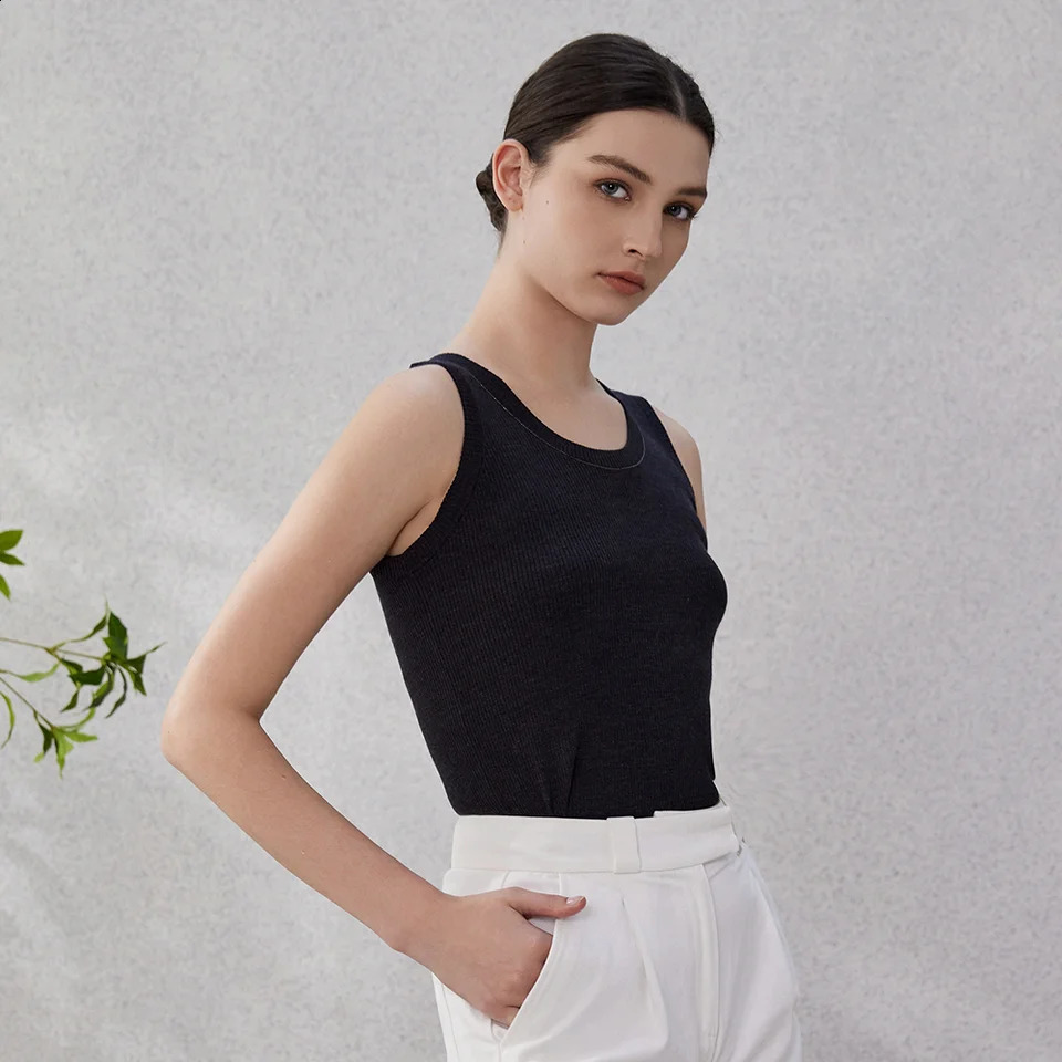 BC65 Womens Clothing Tshirt Shirt Knitted Tank Top High Quality Silk Cotton Dress Sleeveless 240827