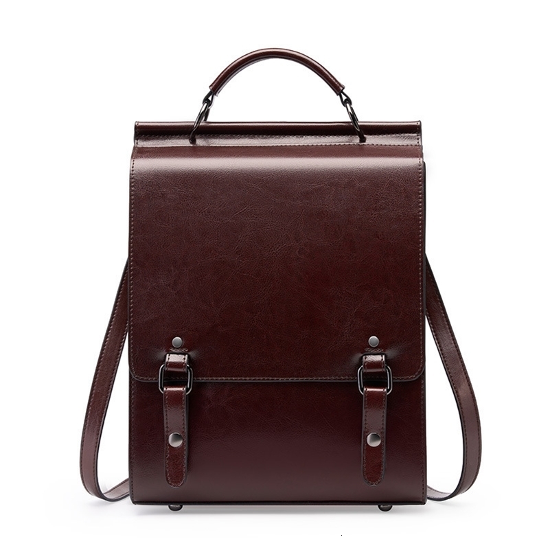 Womens retro leather backpack college style student backpack multifunctional leisure travel school bag womens handbag 240827