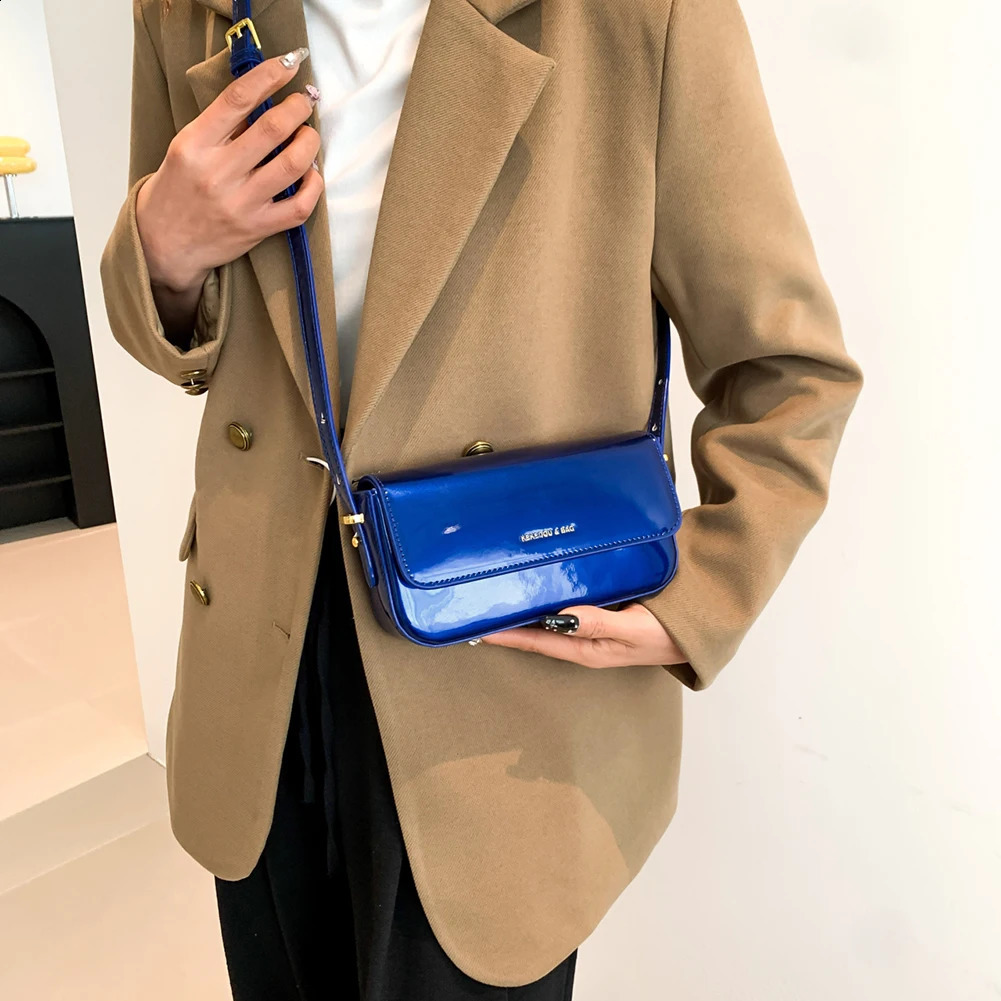 Retro patent leather shoulder bag womens y handbag cross body lower arm bag red top handbag womens handbag bolsos mujer 240828