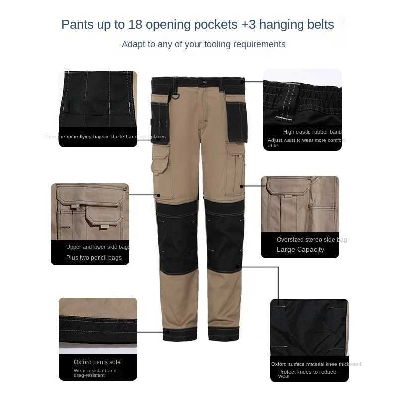 Mens lightweight work pants outdoor breathable and comfortable hiking pants knee pads suitable for tactical combat army cargo work clothes M240827