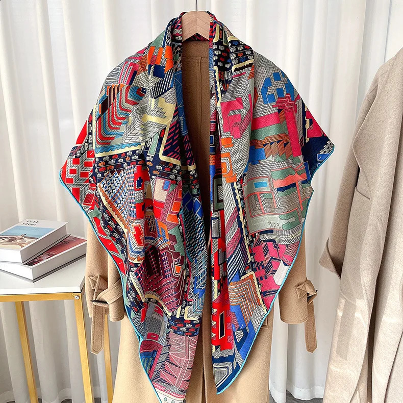 Silk Cashmere Wool Scarf er Poncho Pashmina Winter Accessories Hand Rolled Edges Stole Scarves 140 240826