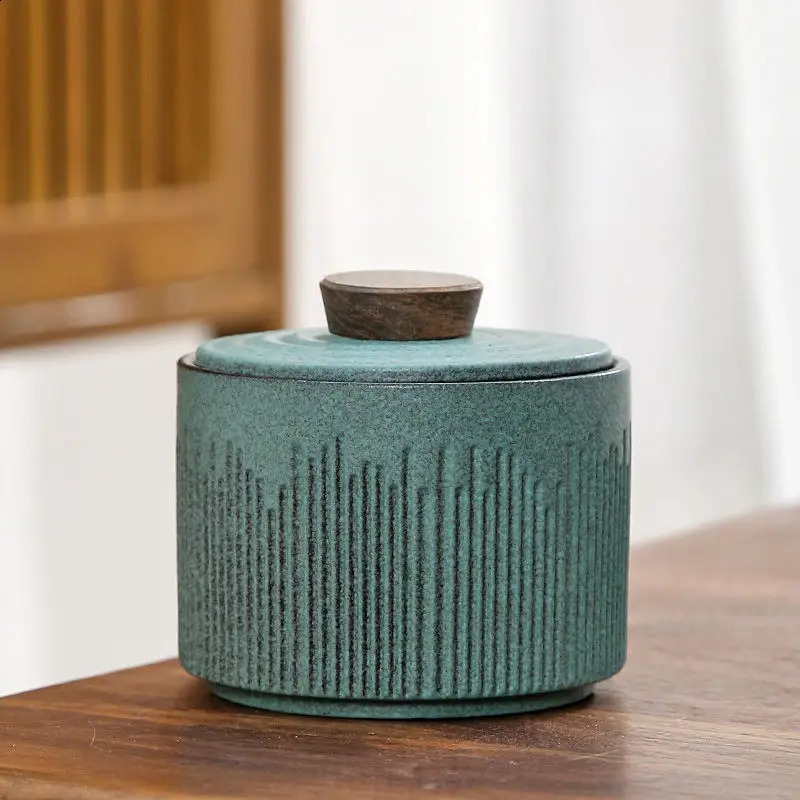 Japanese style ceramic tea box portable home packaging box retro storage can tea can coffee storage 240828