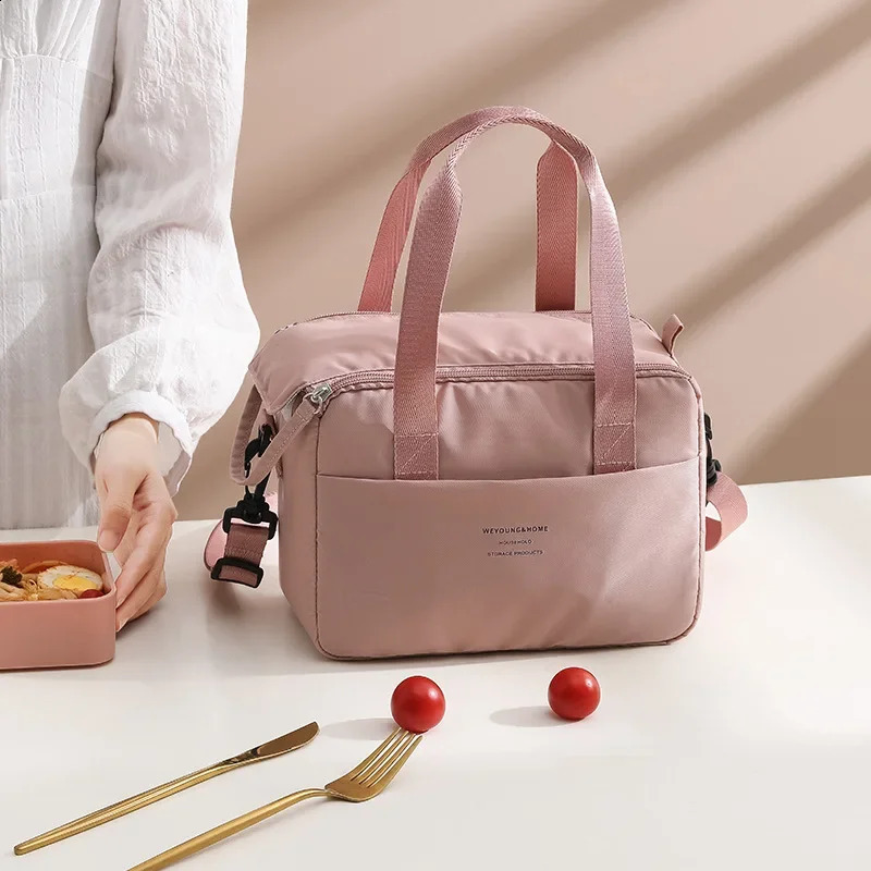 DHlanhai Portable Bag for OL Women Thermal Insulated Lunch Box Tote Cooler Handbag Waterproof Bento Pouch Office Food Shoulder Bags 240828