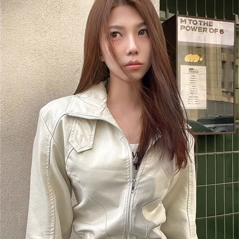 Womens Jacket Winter Plus Size Jacket Womens Clothing Gothic American PU Leather Zipper Street Clothing Punk Sexy Top 240827