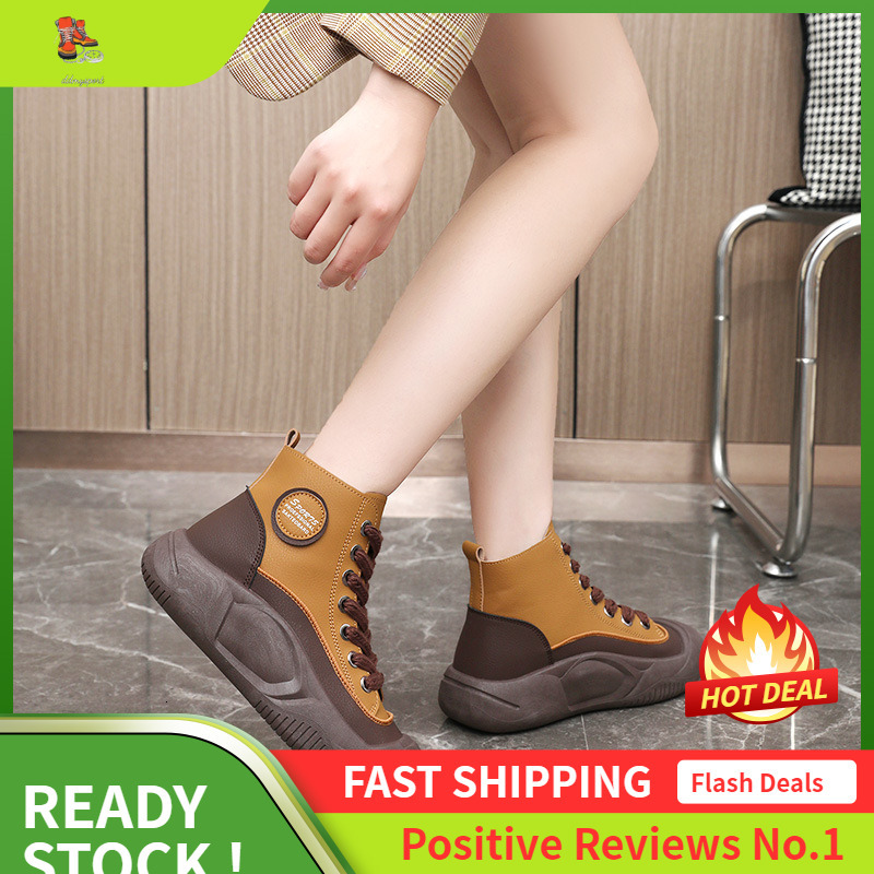 Ddmysports FL New Women S Shoes Casual Spring And Autumn Mid Top Height Increasing Thick Soled Sports Small Fragrance Style OUTDOOR
