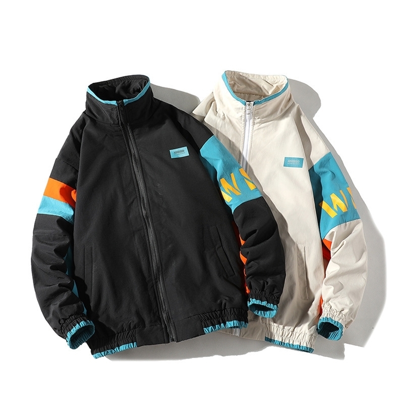 Hip Hop Mens Windbreaker Varsity Jacket Autumn Vintage Casual Patchwork Loose Mens Large Size Jackets Sportswear Streetwear 240827