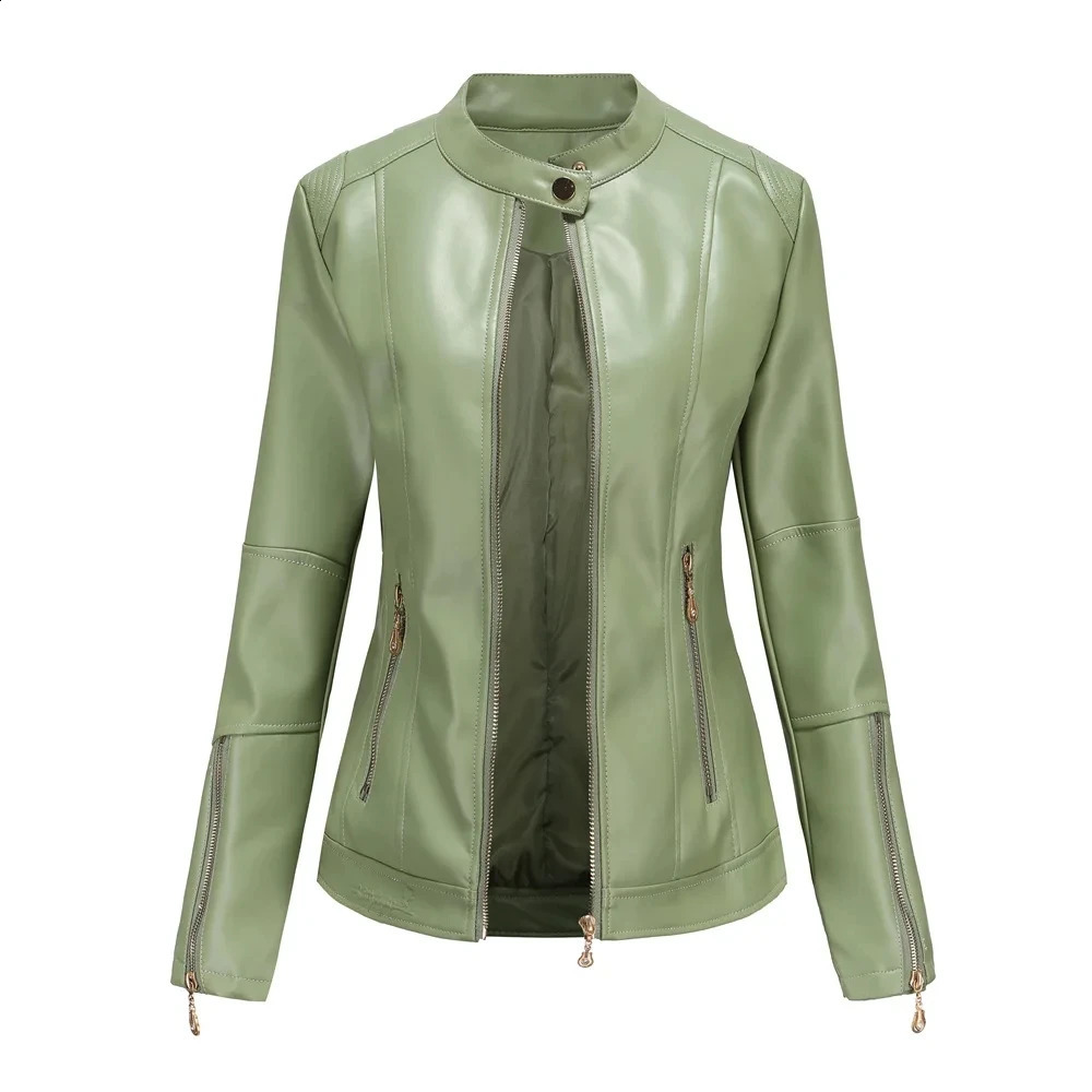 Womens Jacket Korean Fashion Jacket Artificial Leather Jacket Womens Jacket Beige Green Red Dress Navy Blue Coffee XXS 3XS 240827